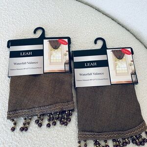 Luxury Home Textiles LEAH Brown Waterfall Valance